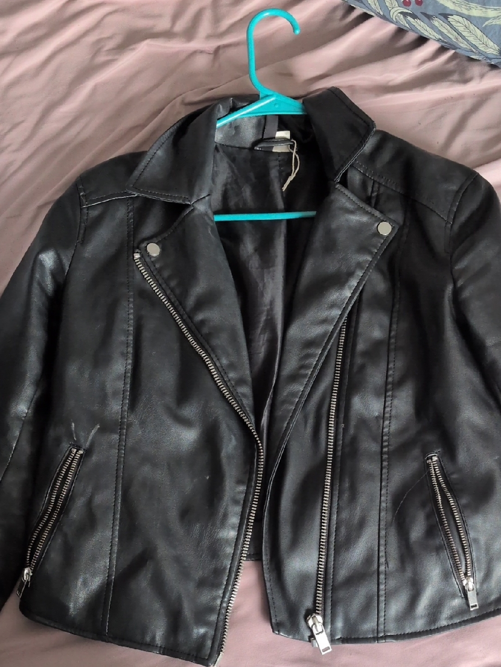 H&M Black Faux Leather Moto Jacket